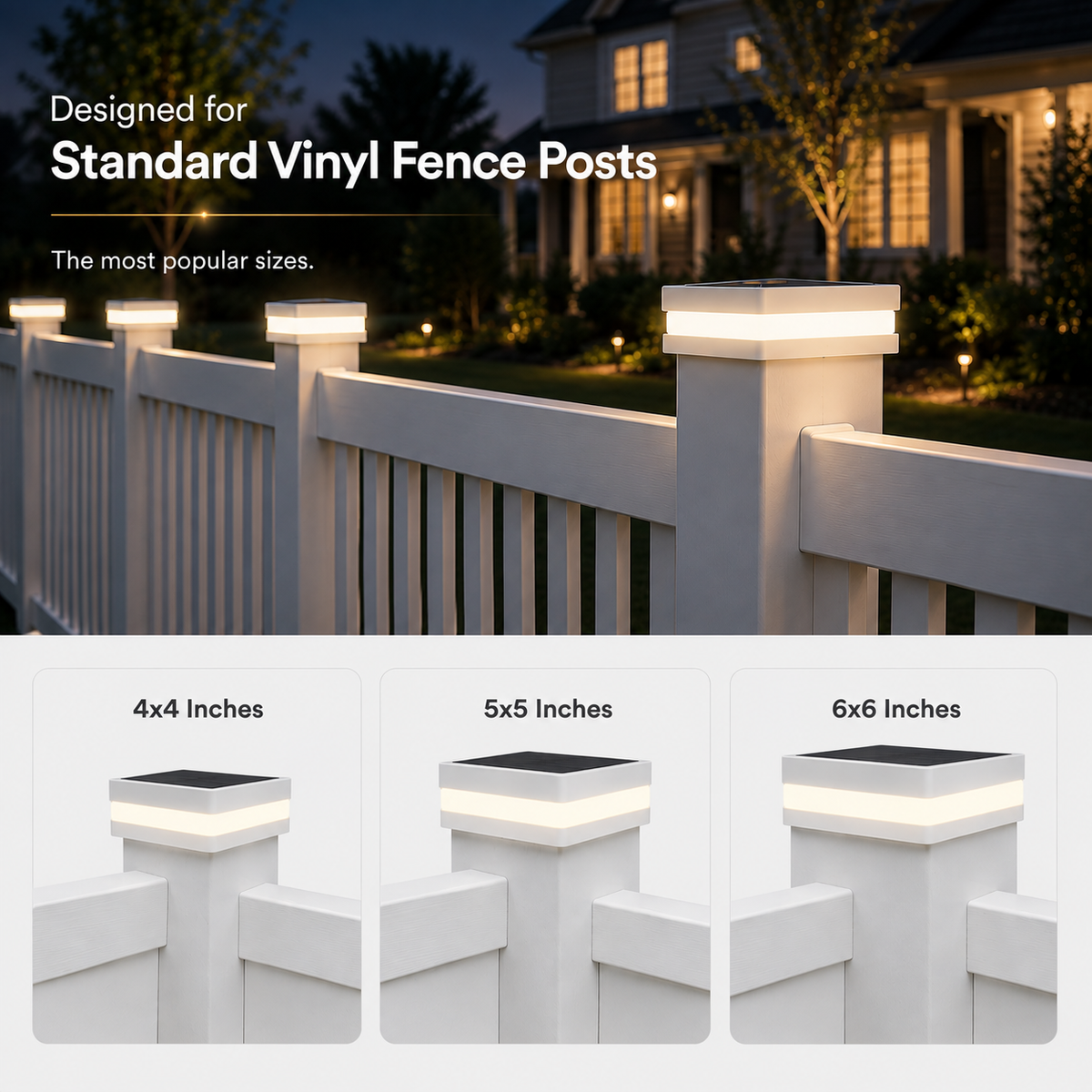 EverGlow® Premium Solar Vinyl Fence Post Light