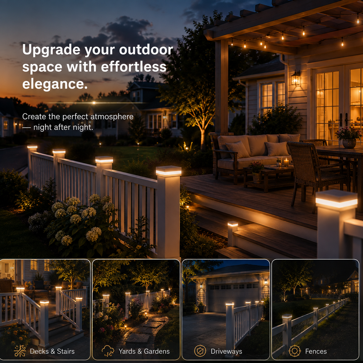 EverGlow® Premium Solar Vinyl Fence Post Light