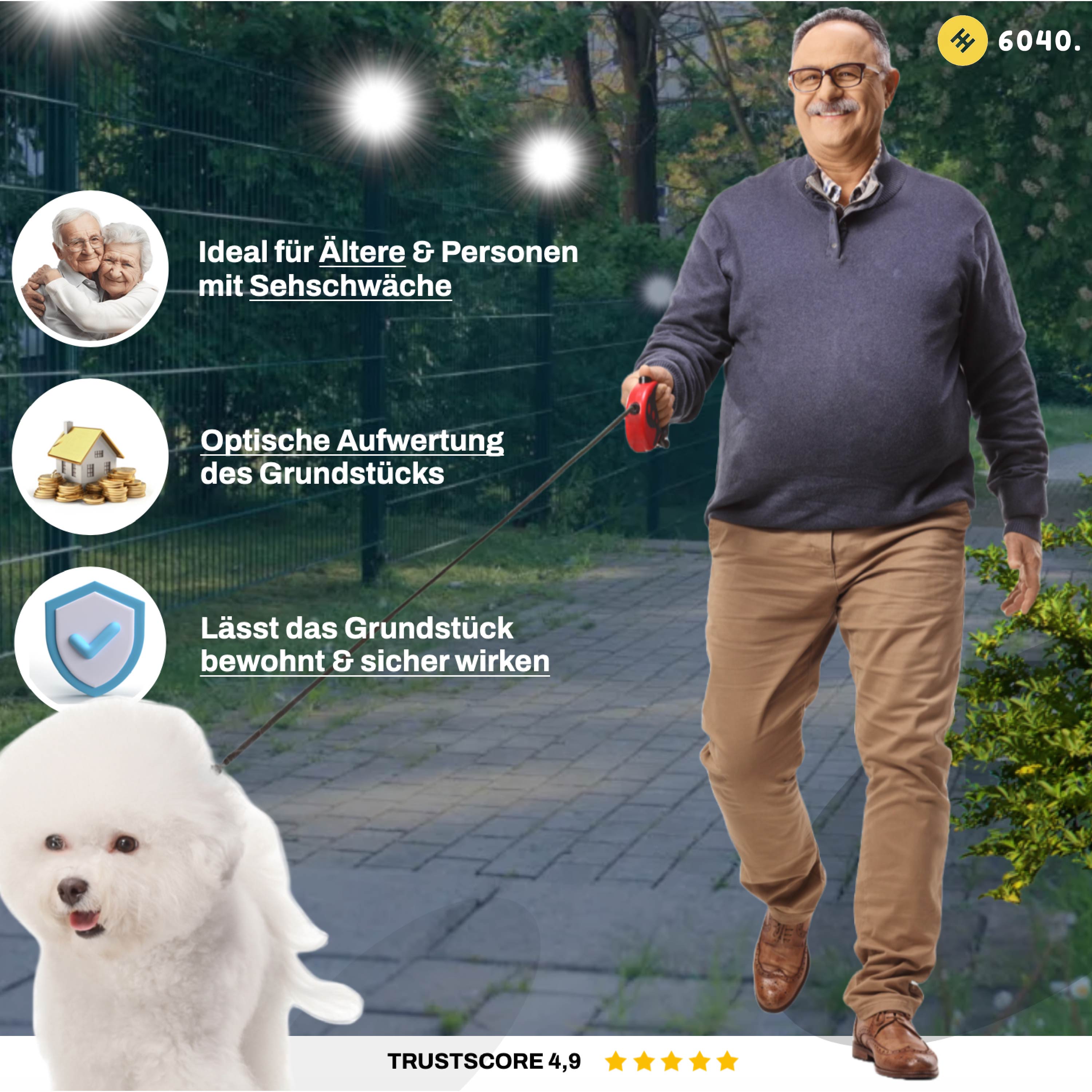 6040 Saulės tvoros šviestuvas LED Amazon generinis